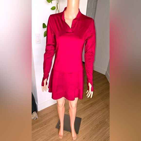 Long sleeve golf/tennis dress with thumb whole zip front side pocket size small - Picture 1 of 4